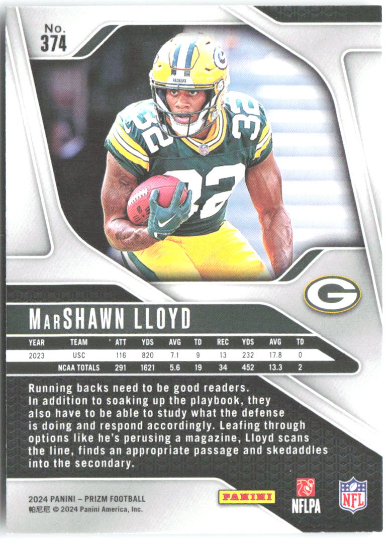 MarShawn Lloyd Panini Prizm 374 2024 Green Bay Packers RC
