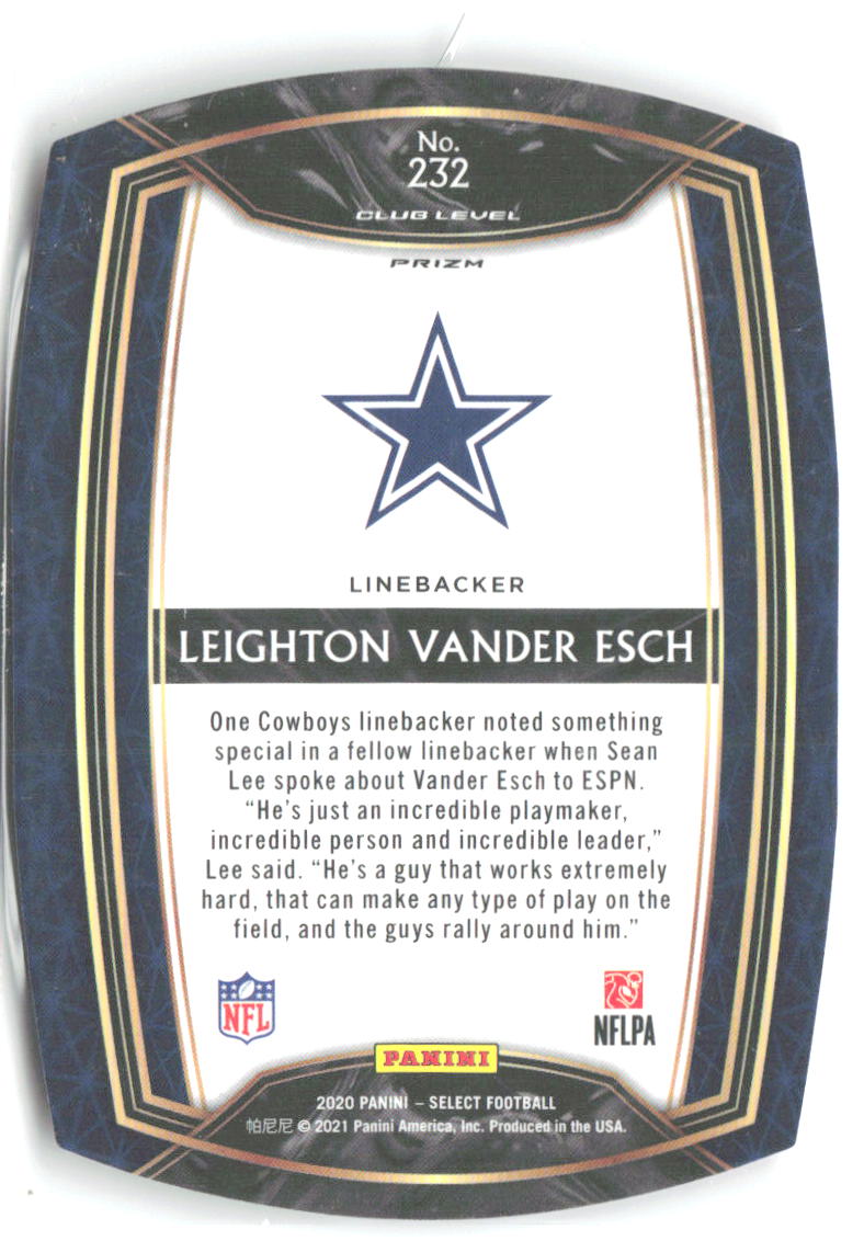 Leighton Vander Esch Panini Select - Red Prizm Die Cut 232 2020 Dallas Cowboys