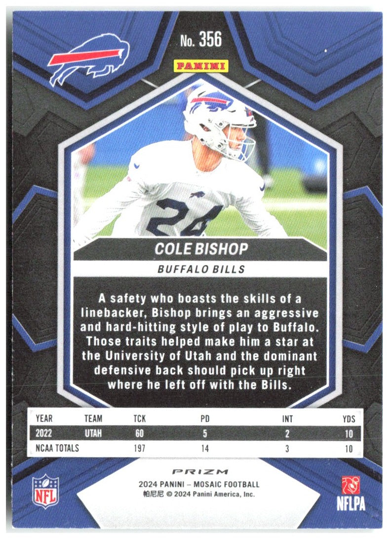 Cole Bishop Panini Mosaic - Mosaic Green 356 2024 Buffalo Bills