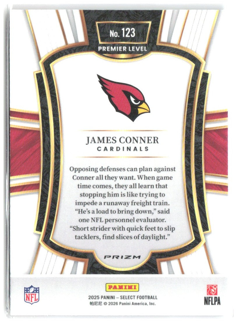 James Conner Select - Black and Orange Prizm Shock 123 2025 Arizona Cardinals