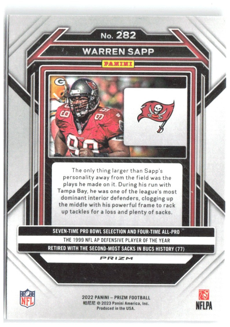 Warren Sapp Panini Prizm - Silver 282 2022 Tampa Bay Buccaneers
