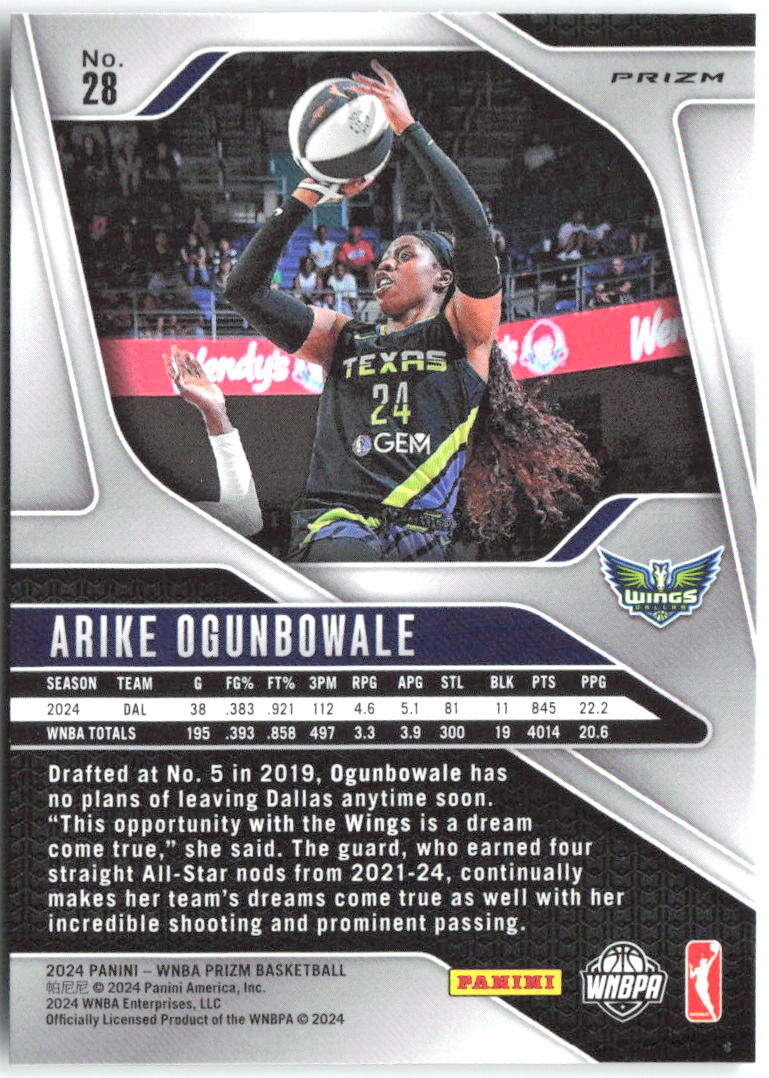 Arike Ogunbowale Panini Prizm WNBA - Green Prizms 28 2024 Dallas Wings