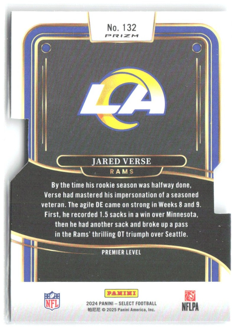Jared Verse Panini Select - Silver Prizm Die Cut 132 2024 Los Angeles Rams