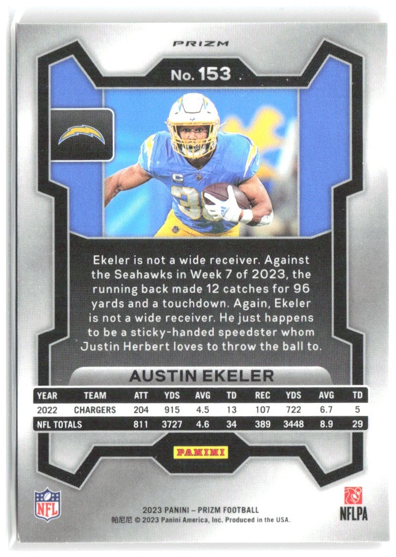 Austin Ekeler Panini Prizm - Lazer 153 2023 Los Angeles Chargers