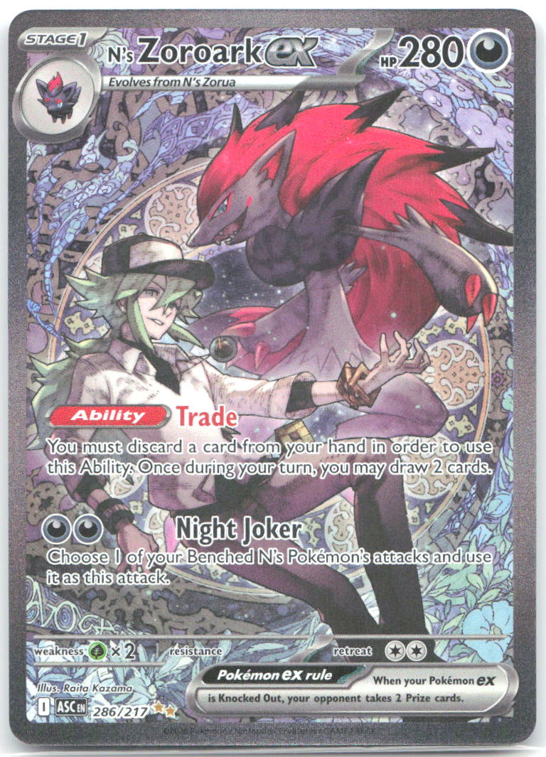 N's Zoroark ex Holo Special Illustration Rare ME: Ascended Heroes 286/217 NM Raita Kazama