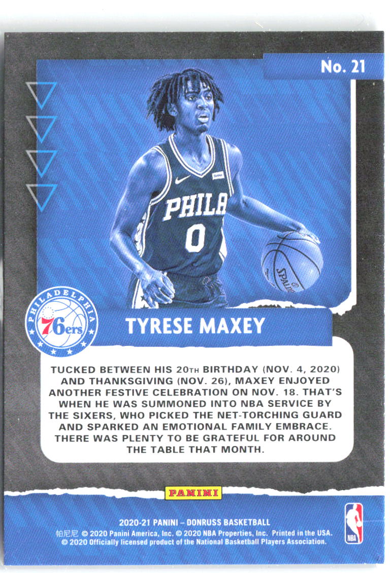 Tyrese Maxey Donruss Great XPectations Green Flood 21 2020-21 Philadelphia 76ers