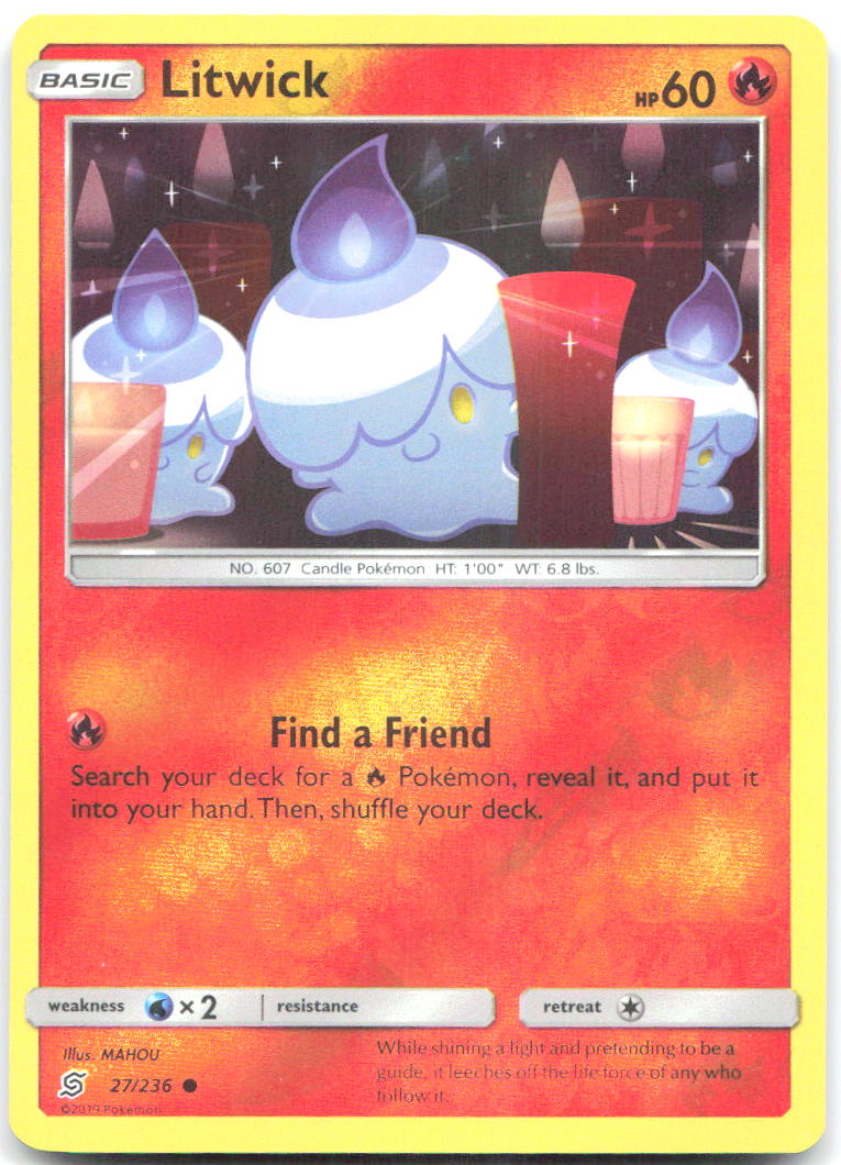 Litwick 27 Reverse Holo Common SM Unified Minds 27/236 NM MAHOU