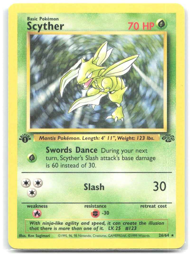 Scyther 26 1st Edition Rare Jungle 26/64 NM Ken Sugimori