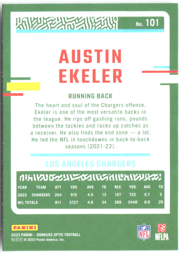 Austin Ekeler Donruss Optic 101 2023 Los Angeles Chargers
