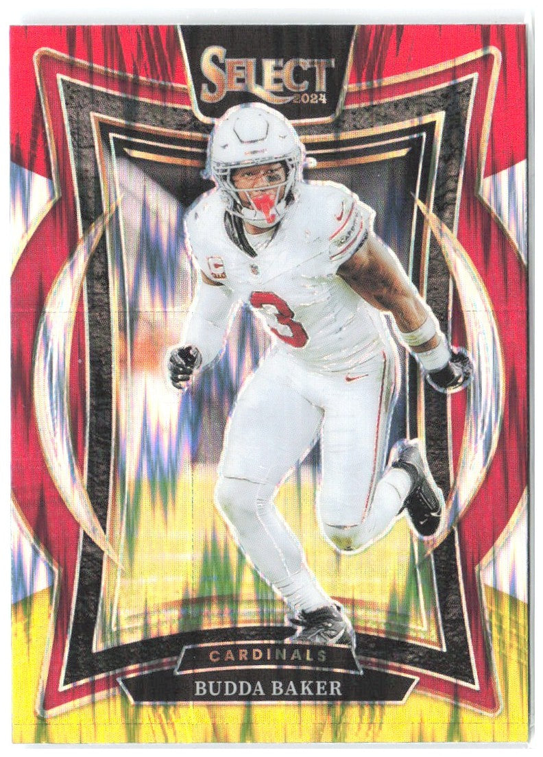 Budda Baker Panini Select - Red & Yellow Prizm Shock 14 2024 Arizona Cardinals
