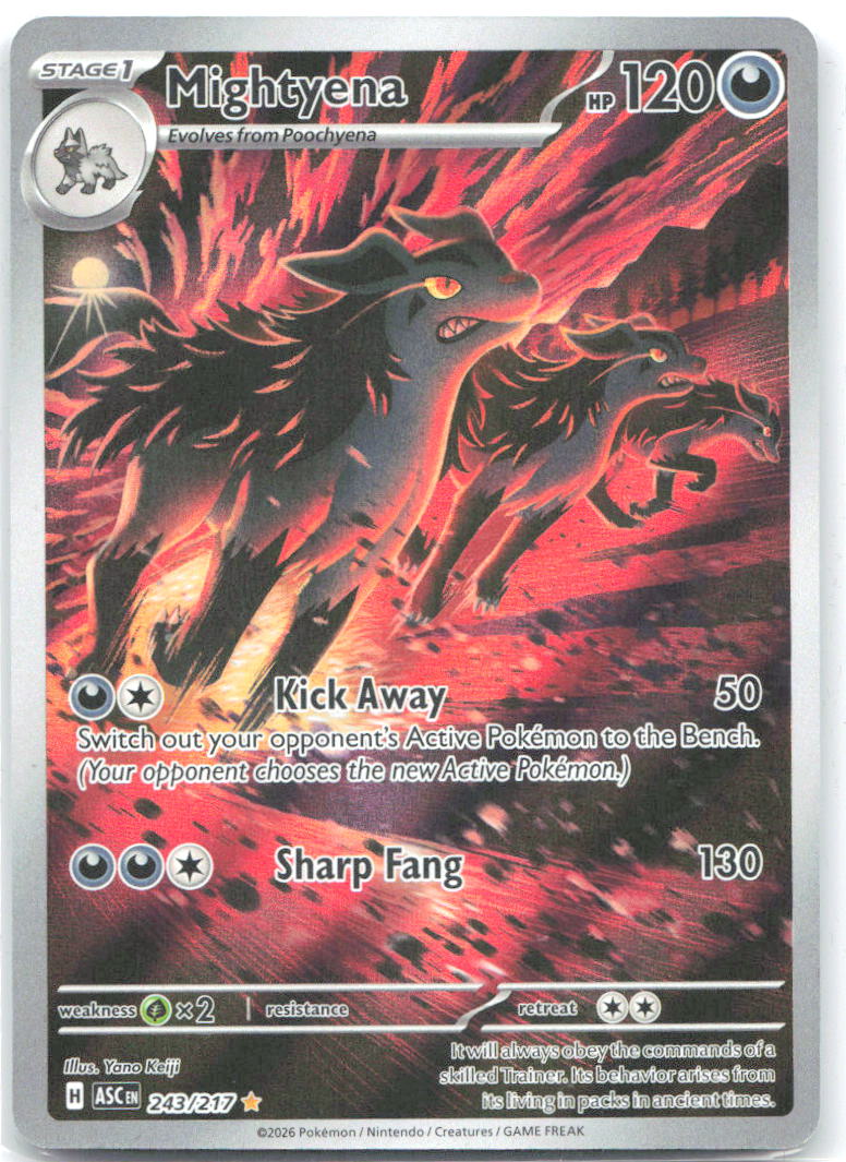 Mightyena Holo Illustration Rare ME: Ascended Heroes 243/217 NM Yano Keiji