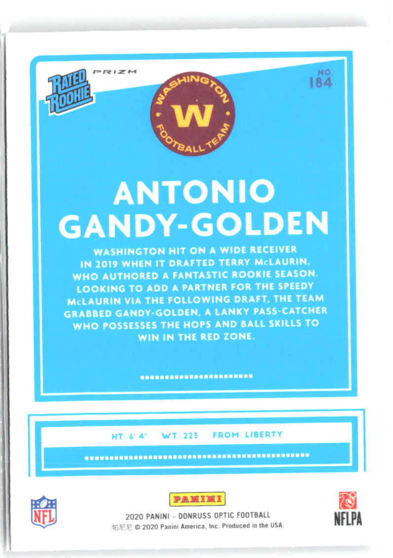 Antonio Gandy-Golden Donruss Optic - Holo 184 2020 Washington Football Team
