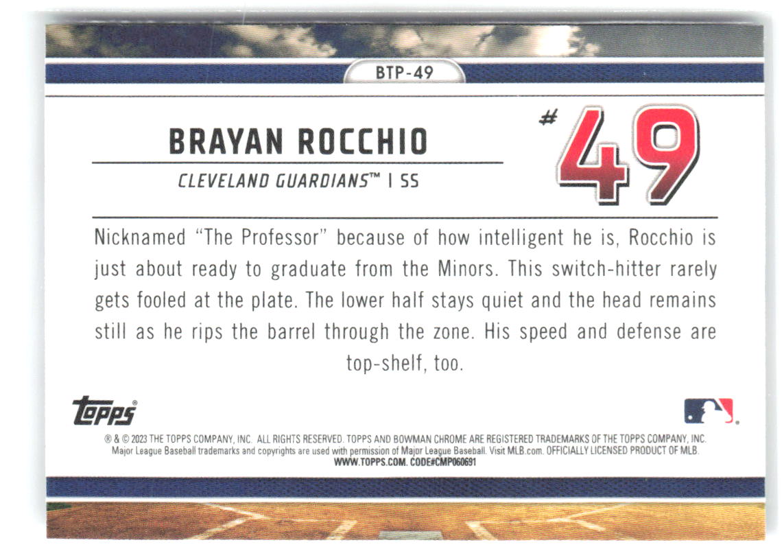 Brayan Rocchio Bowman - Bowman Scouts Top 100 BTP-49 2023 Cleveland Guardians
