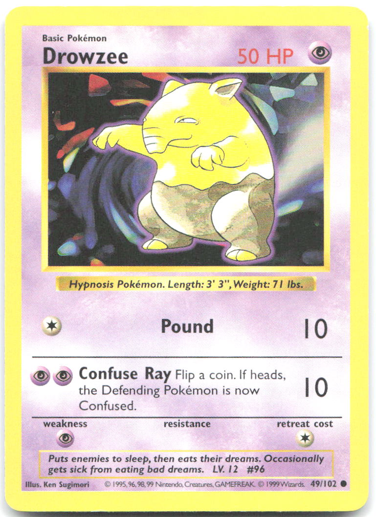 Drowzee Unlimited Common Base Set Shadowless 049/102 LP Ken Sugimori