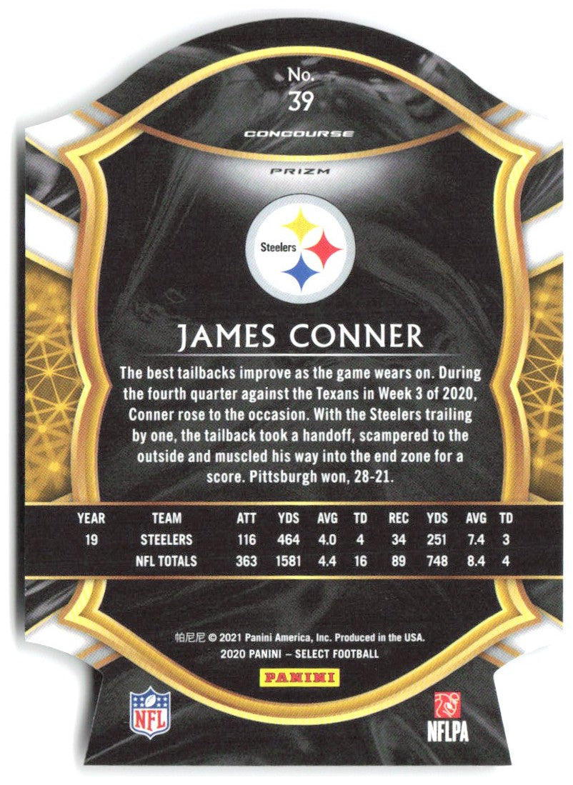 James Conner Panini Select - Purple Prizm Die Cut 39 2020 Pittsburgh Steelers