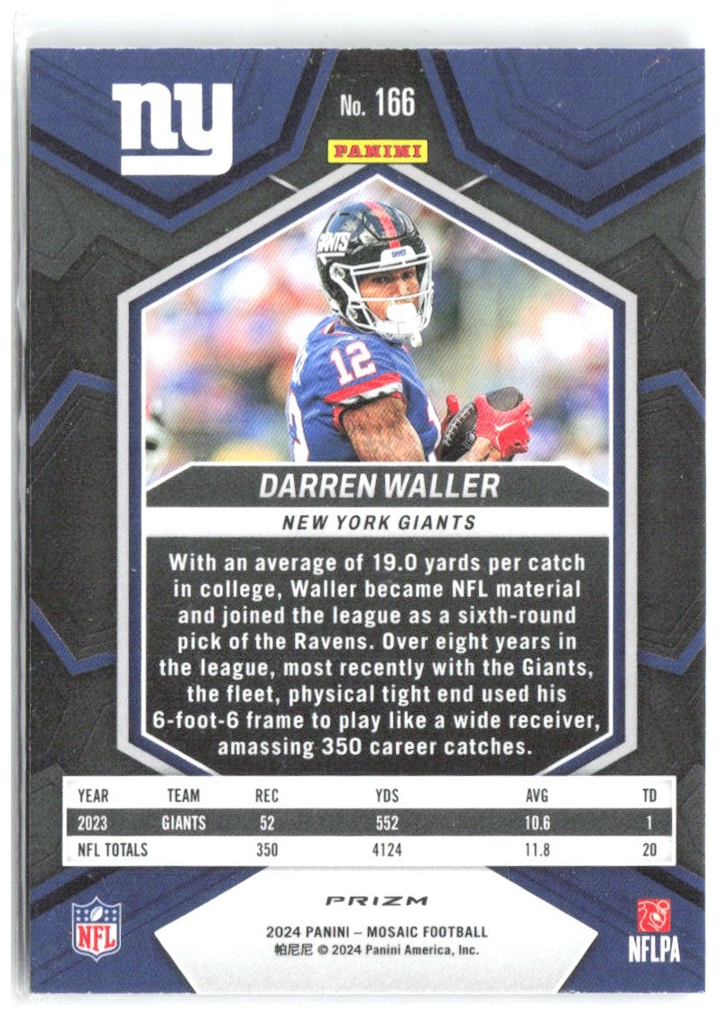 Darren Waller Panini Mosaic - Mosaic 166 2024 New York Giants