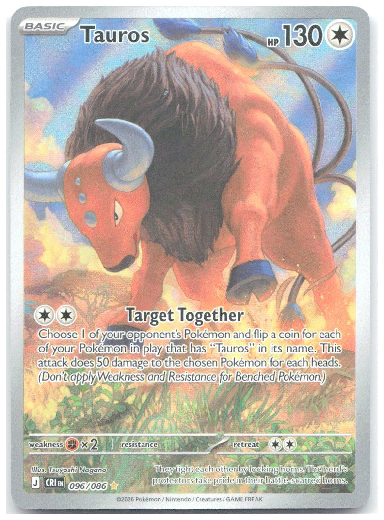 Tauros Holo Illustration Rare ME04 Chaos Rising 096/086 NM Tsuyoshi Nagano