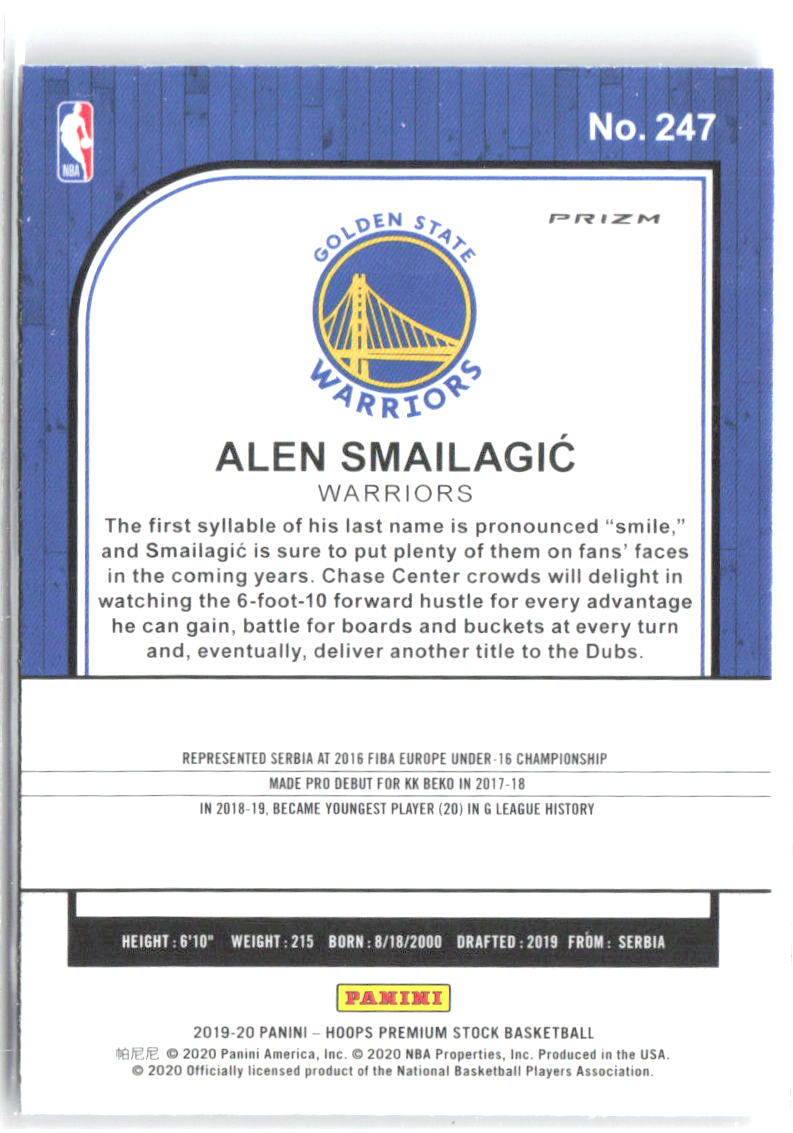 Alen Smailagic Hoops Premium Stock - Prizms Blue Cracked Ice 247 2019-20 Golden State Warriors