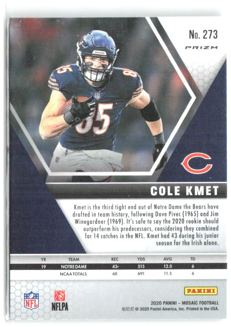 Cole Kmet Panini Mosaic - Prizm 273 2020 Chicago Bears