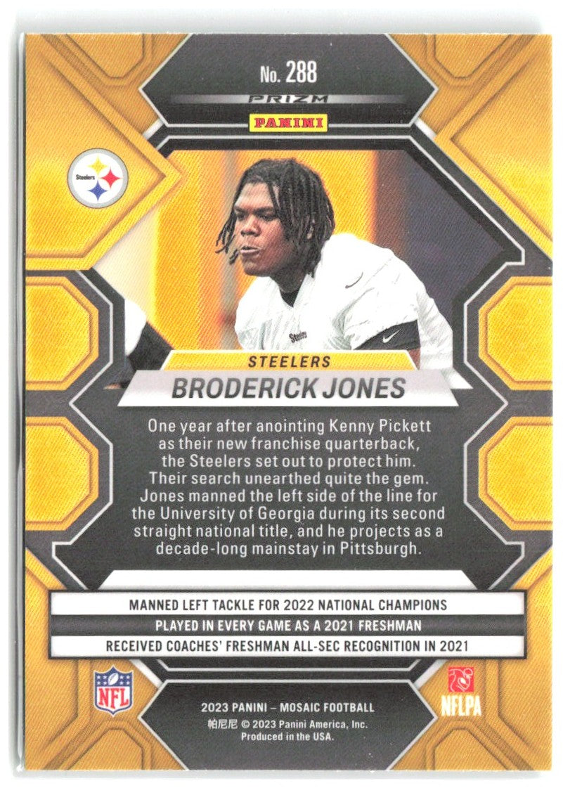Broderick Jones Panini Mosaic - Green Mosaic 288 2023 Pittsburgh Steelers