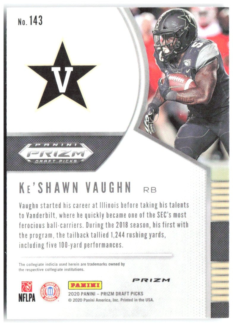 Ke'Shawn Vaughn Prizm Draft Picks - Prizms Silver 143 2020 Vanderbilt Commodores