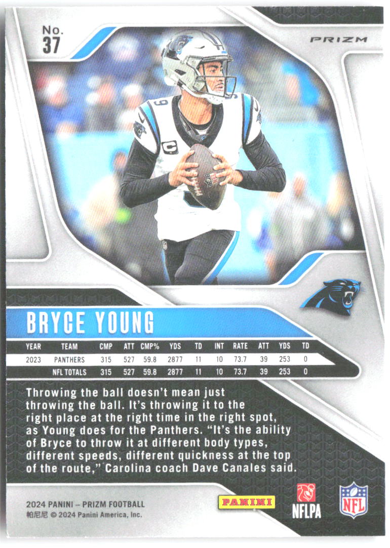 Bryce Young Panini Prizm - Pink 37 2024 Carolina Panthers