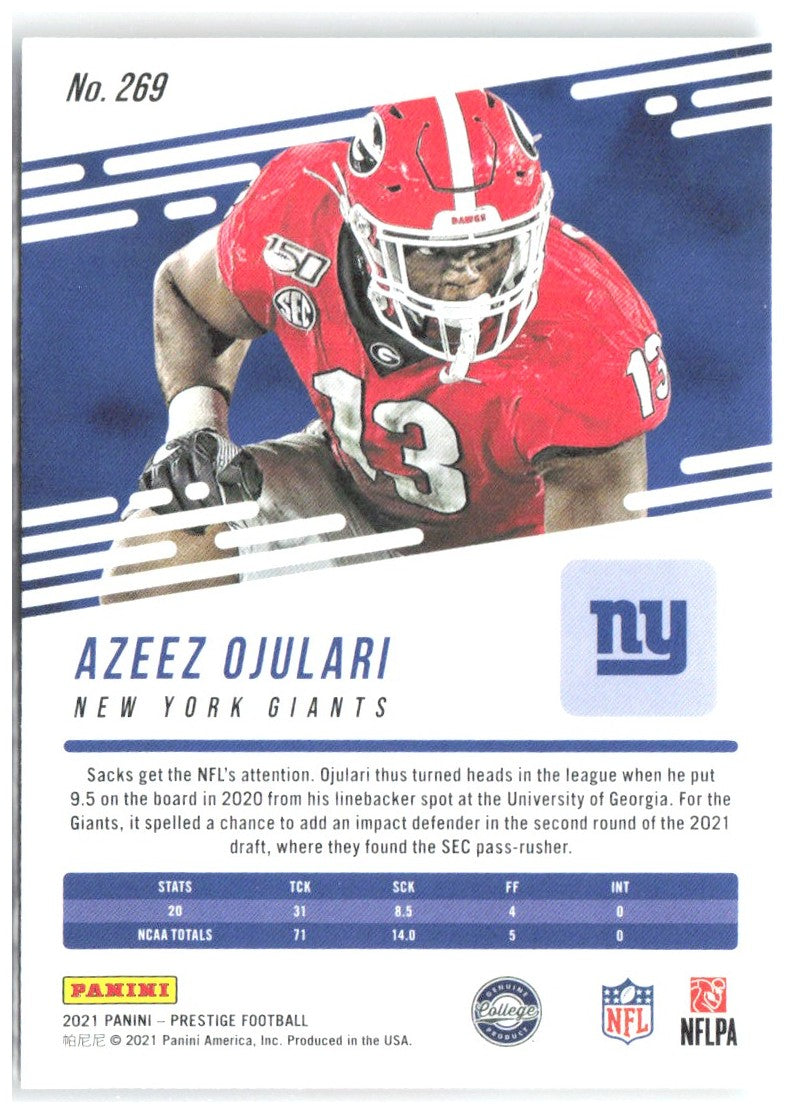 Azeez Ojulari Panini Prestige 269 2021 New York Giants RC