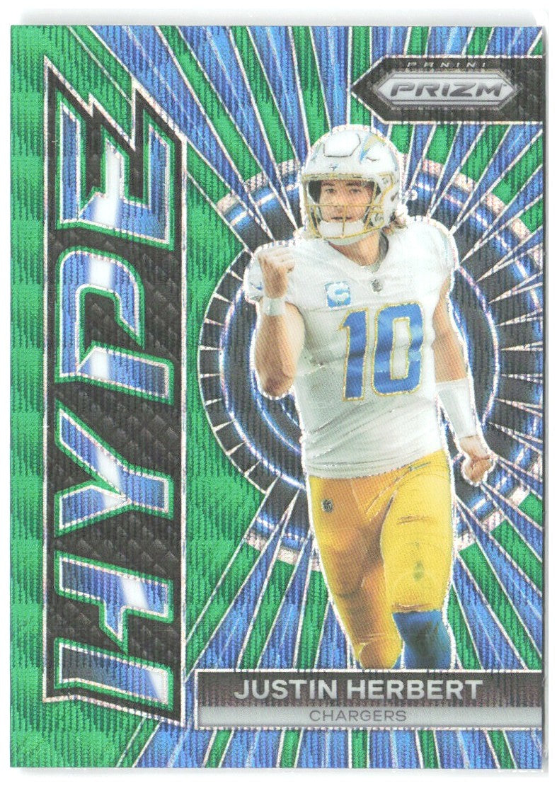 Justin Herbert Panini Prizm Hype Prizms Green Wave H-4 2023 Los Angeles Chargers