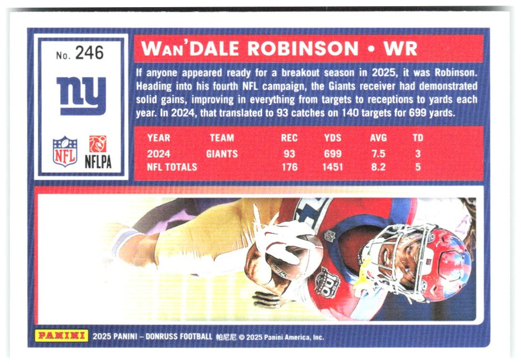 Wan'Dale Robinson Donruss - Press Proofs Green 246 2025 New York Giants