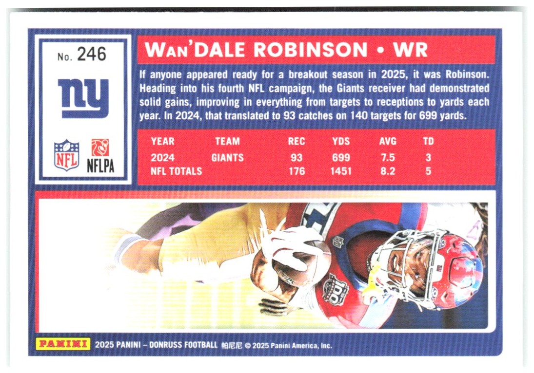 Wan'Dale Robinson Donruss - Press Proofs Green 246 2025 New York Giants