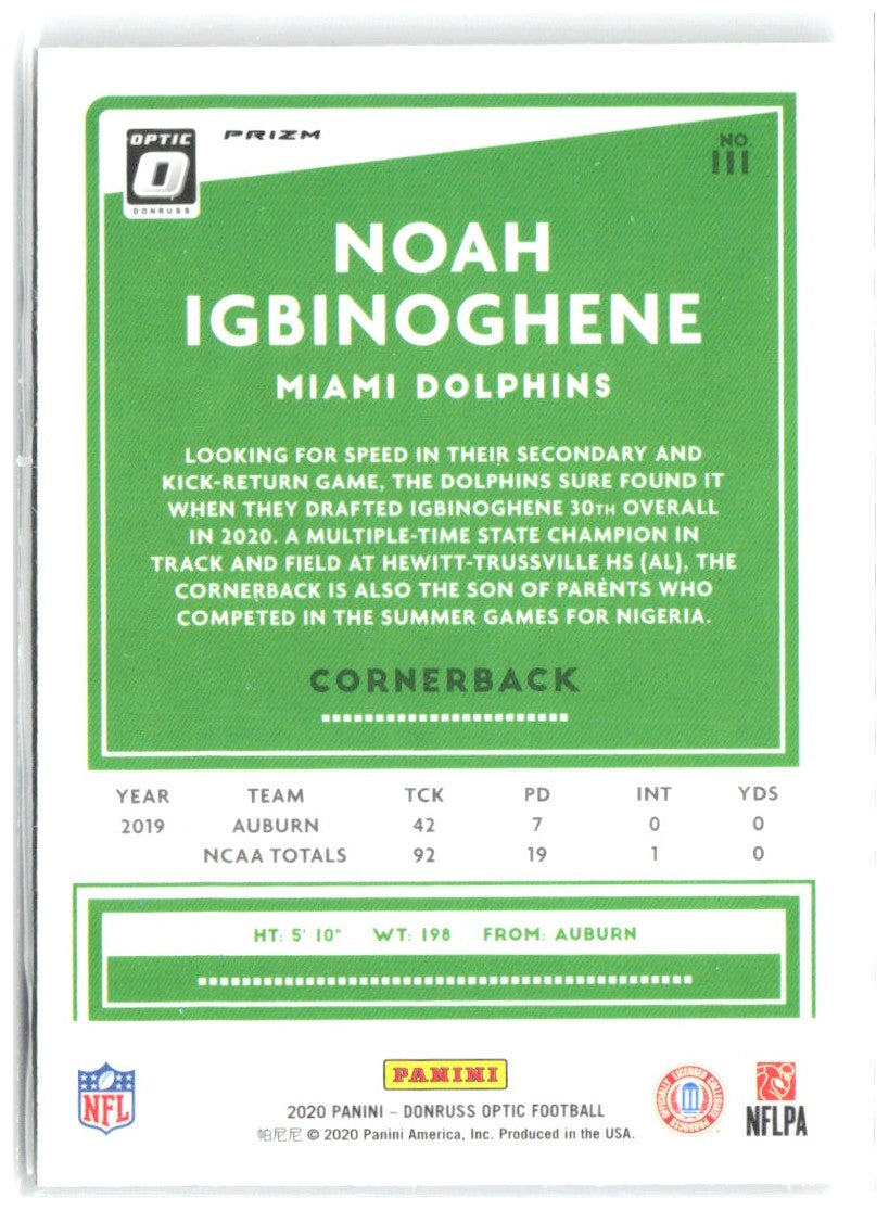 Noah Igbinoghene Donruss Optic - Holo 111 2020 Miami Dolphins
