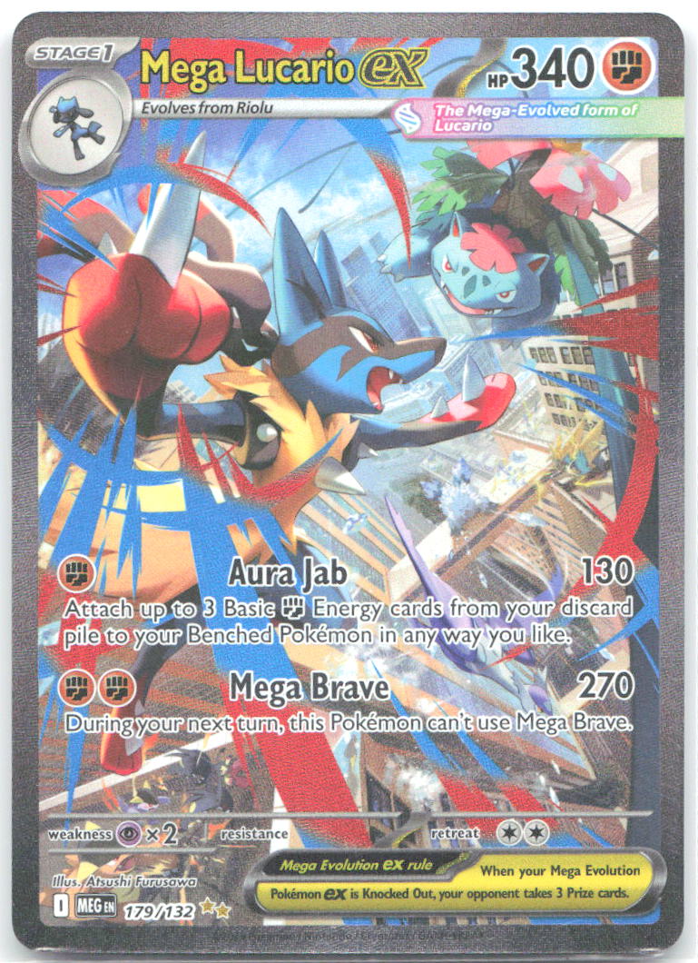 Mega Lucario ex Holo Special Illustration Rare ME01: Mega Evolution 179/132 NM 5ban Graphics