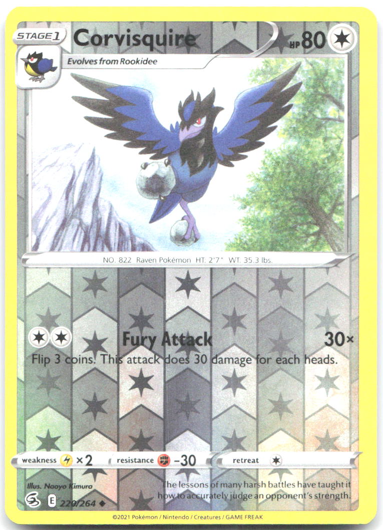 Corvisquire Reverse Holo Uncommon SWSH08 Fusion Strike 220/264 NM Naoyo Kimura