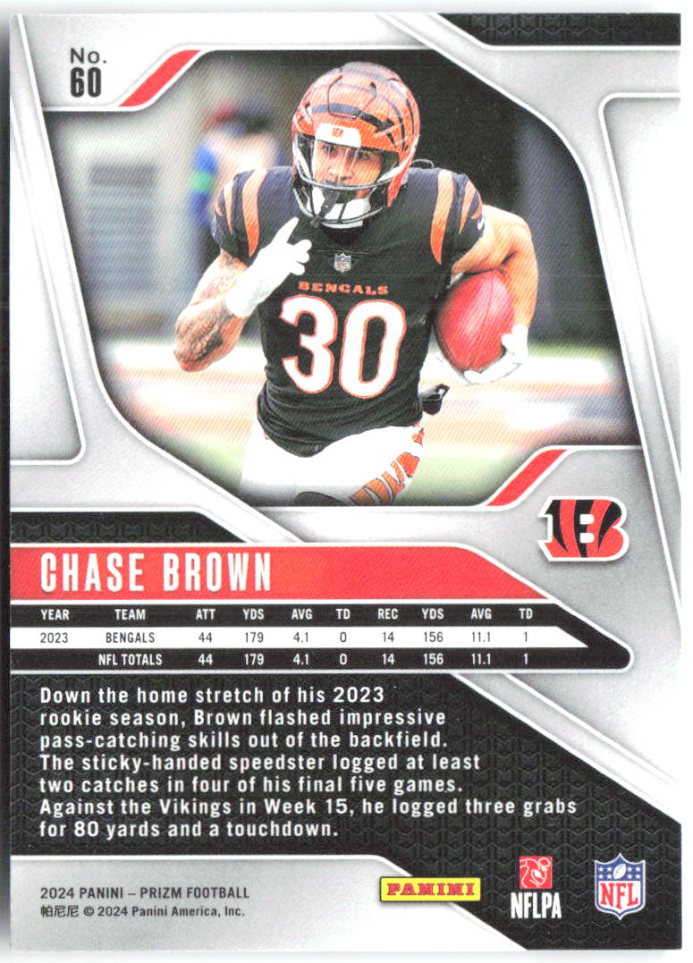 Chase Brown Panini Prizm 60 2024 Cincinnati Bengals