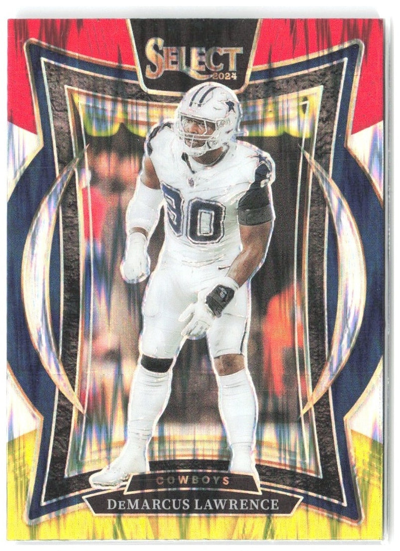 DeMarcus Lawrence Panini Select Red & Yellow Prizm Shock 47 2024 Dallas Cowboys