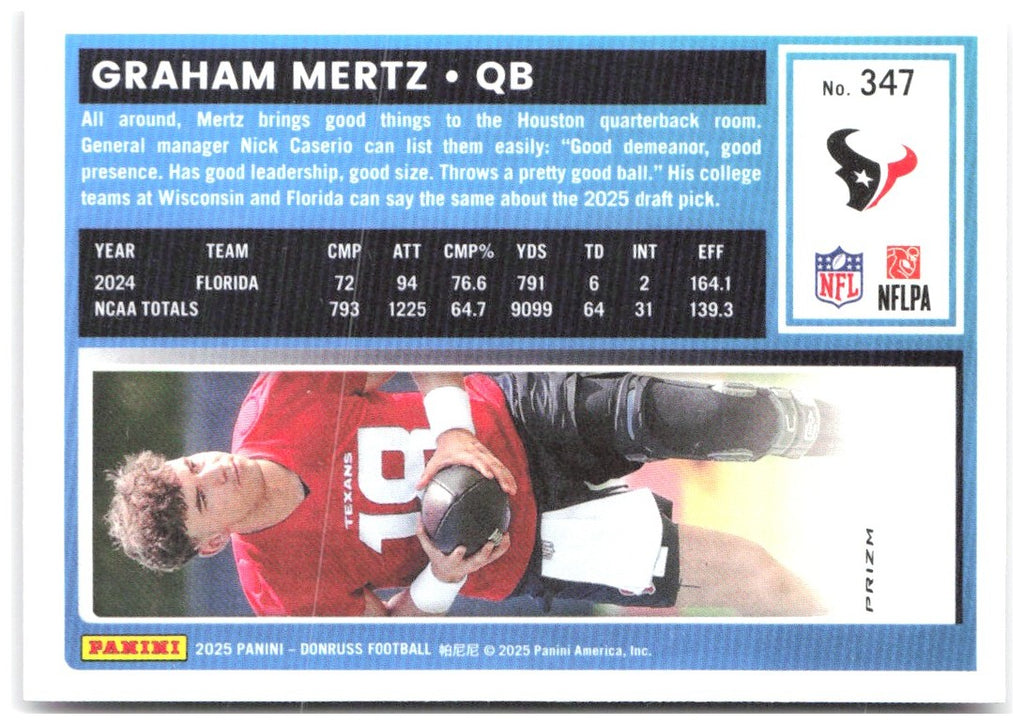 Graham Mertz Donruss - Optic Rated Rookies Preview Pink 347 2025 Houston Texans