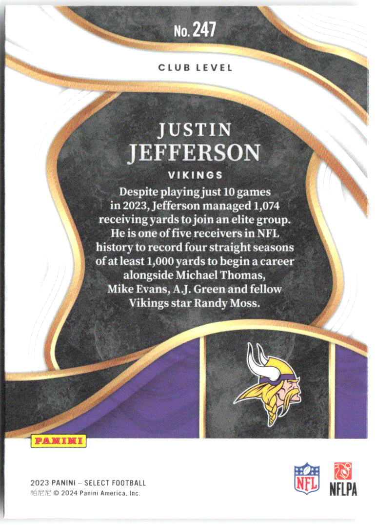 Justin Jefferson Panini Select 247 2023 Minnesota Vikings