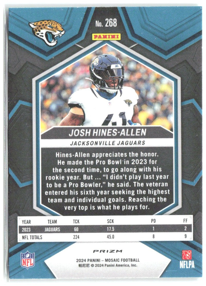 Josh Hines-Allen Panini Mosaic - Mosaic Green 268 2024 Jacksonville Jaguars