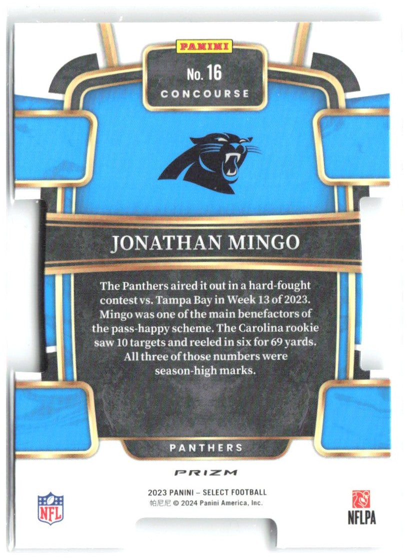 Jonathan Mingo Panini Select - Silver Prizms Die Cuts 16 2023 Carolina Panthers