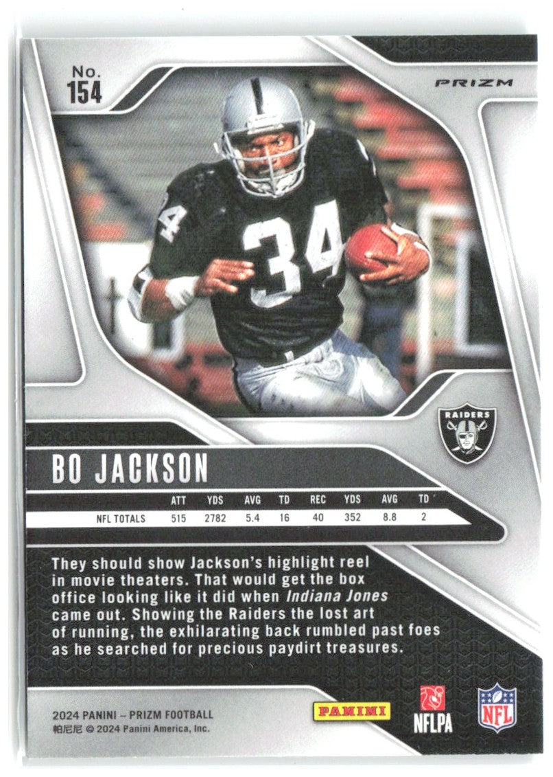 Bo Jackson Panini Prizm - Green 154 2024 Los Angeles Raiders