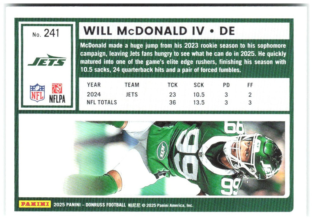 Will McDonald IV Donruss - Press Proofs Green 241 2025 New York Jets