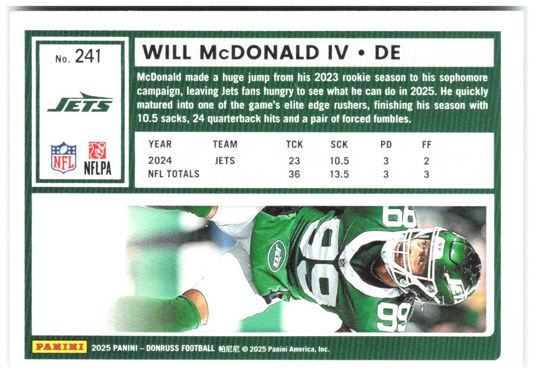 Will McDonald IV Donruss - Press Proofs Green 241 2025 New York Jets