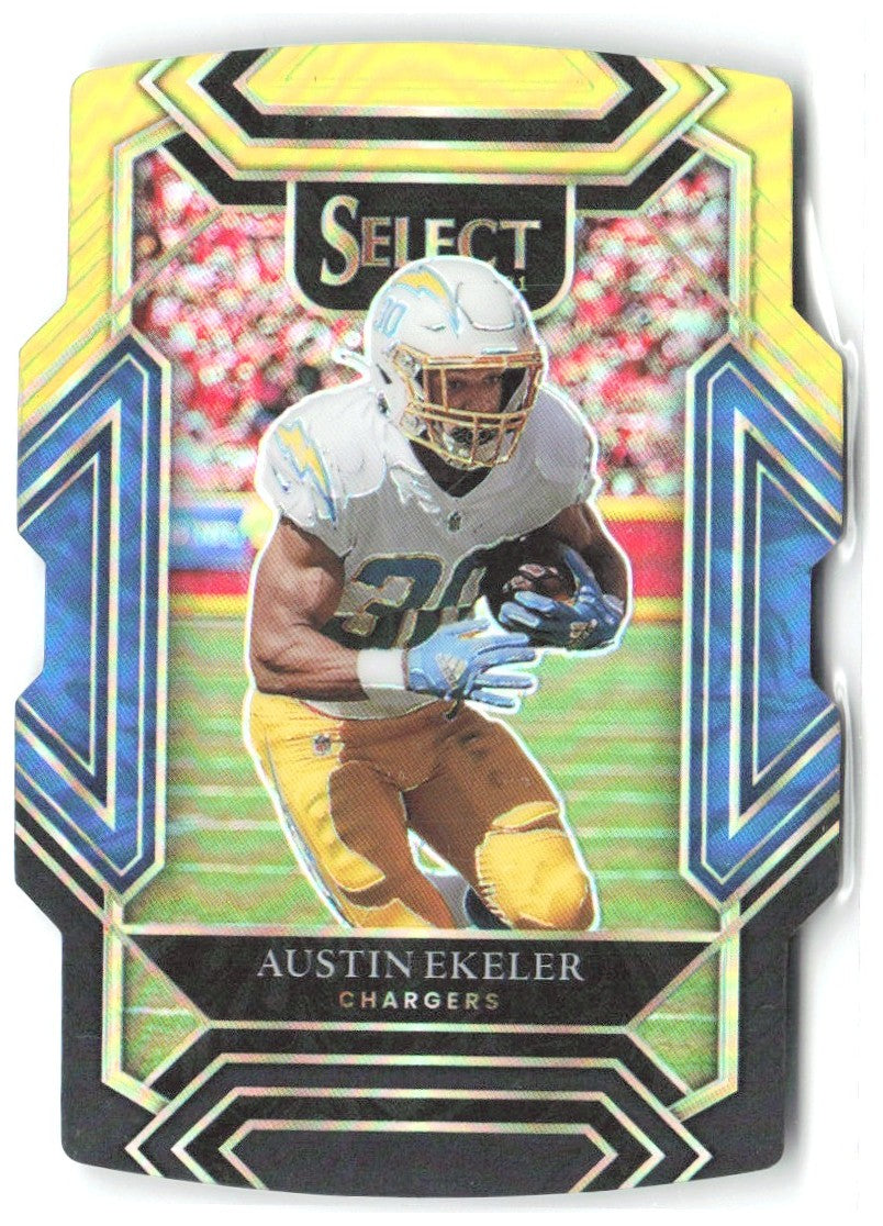 Austin Ekeler Select Black and Gold Prizm Die Cut 219 2021 Los Angeles Chargers