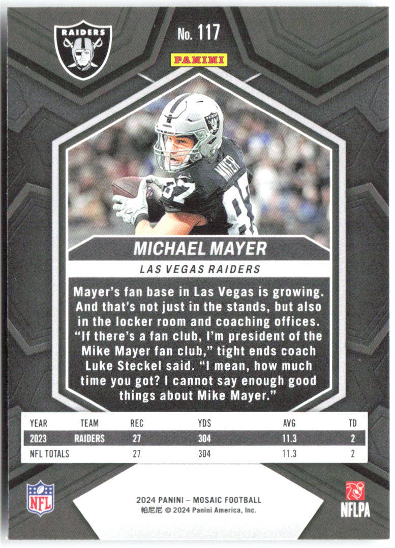 Michael Mayer Panini Mosaic 117 2024 Las Vegas Raiders