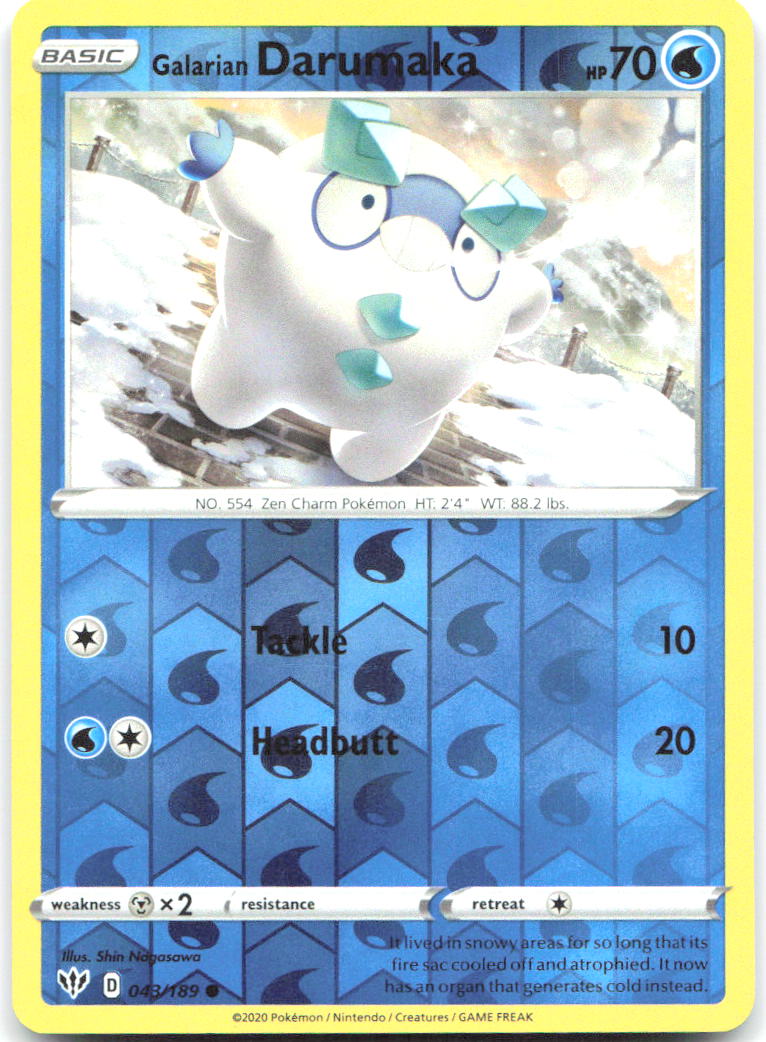 Galarian Darumaka Reverse Holo SWSH03 Darkness Ablaze 043/189 NM Shin Nagasawa