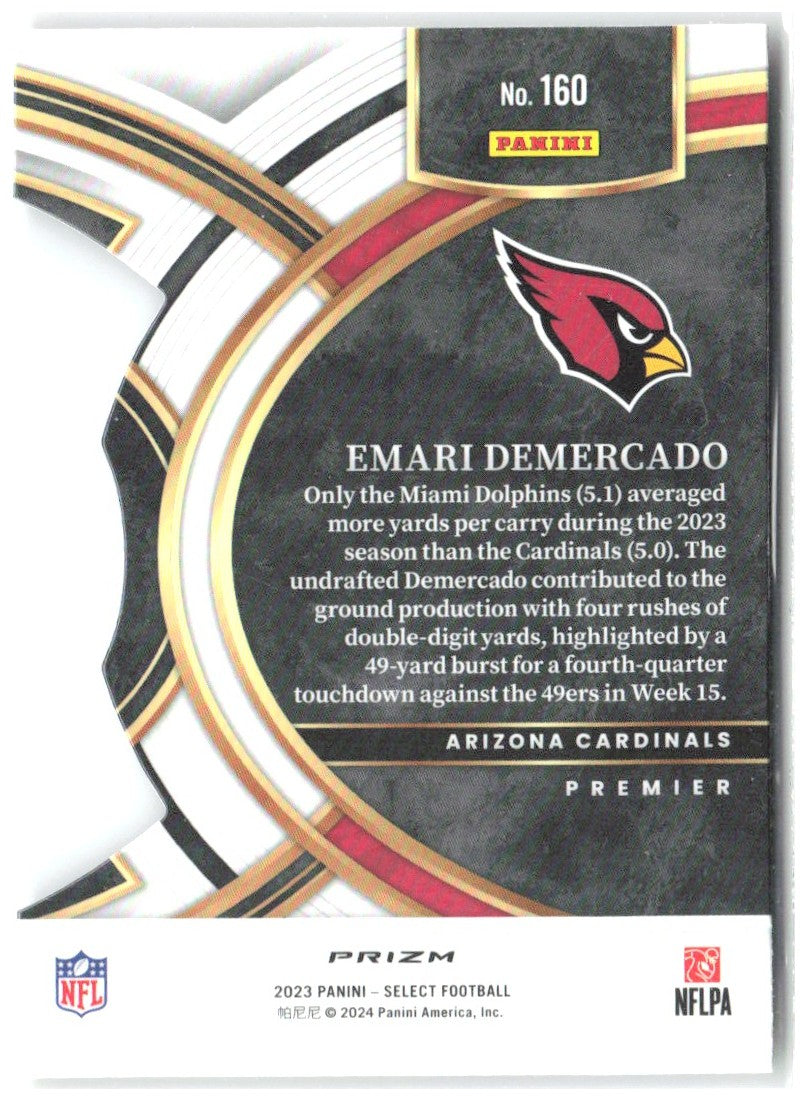 Emari Demercado Select Red and Yellow Prizms Die Cuts 160 2023 Arizona Cardinals