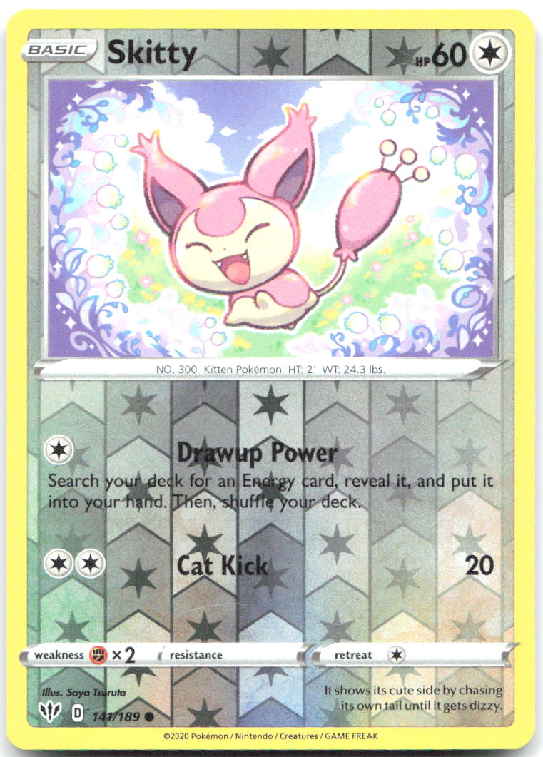 Skitty Reverse Holo Common SWSH03 Darkness Ablaze 141/189 NM Saya Tsuruta