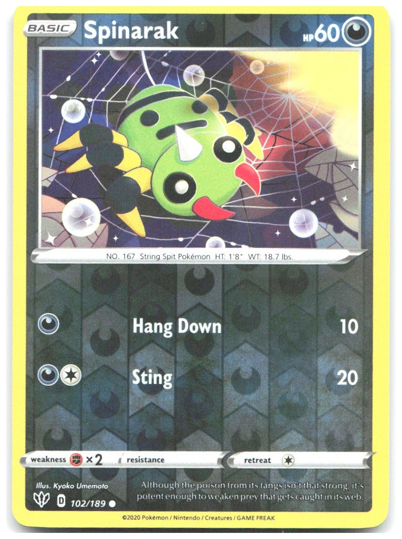 Spinarak Reverse Holo Common SWSH03 Darkness Ablaze 102/189 NM sowsow