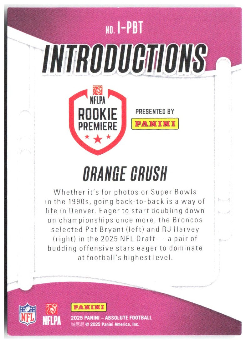 Orange Crush Panini Absolute - Introductions I-PBT 2025 Denver Broncos