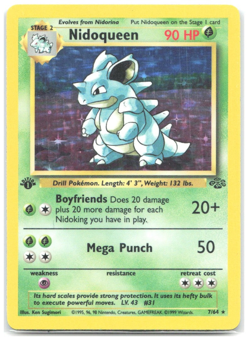 Nidoqueen 7 1st Edition Holo Rare Jungle 07/64 NM Ken Sugimori
